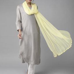 ADA Yellow Sustainable Solid Handloom Dupatta-53