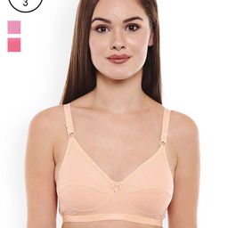 Bodycare Pack of 3 Assorted Solid Non-Wired Non Padded Everyday Bra E1517PICODPE-3PCS-10