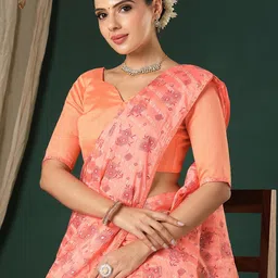HERE&NOW Ethnic Motifs Printed Pure Georgette Saree-image-54