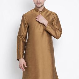 VASTRAMAY Men Coffee Brown Thread Work Kurta-picture-35
