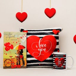 Archies Love Gifts Valentines Day Special Set of 3 Special Mug & Cushion With Greeting Card Gift Set-image-97