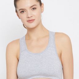 ATHLISIS Grey Melange Solid Non-Wired Non Padded Workout Bra AWBT15-picture-22