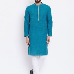 even Men Blue Solid Straight Kurta-image-83