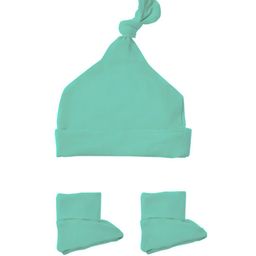 Softsens Infants Sea Green Solid Beanie & Booties-45