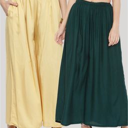 Clora Creation Women Multi Pack Of 2 Knitted Ethnic Palazzos-53