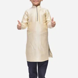 NAMASKAR Boys Cotton Blend Self Design Kurta with Churidar-picture-36