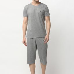 VIMAL JONNEY Men Grey Melange Solid Night suit-picture-19