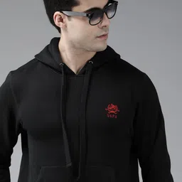 U.S. Polo Assn. Men Black Solid Hooded Sweatshirt-picture-2