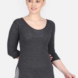 BODYCARE INSIDER Women Charcoal-Grey Solid Thermal Top-14