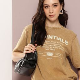 DILLINGER Typography Printed Acid Wash Oversized Pure Cotton T-shirt-image-91