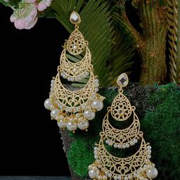 PANASH White & Gold-Plated Pearl Crescent Shaped Chandbalis-picture-25