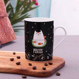 CLAY CRAFT Black & White Pisces Zodiac Printed Ceramic Glossy Mug-45