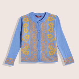 Sangria Girls Acrylic Floral Self Design Cardigan-image-23
