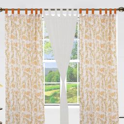 Dekor World White Set of 3 Floral Long Door Curtain-12
