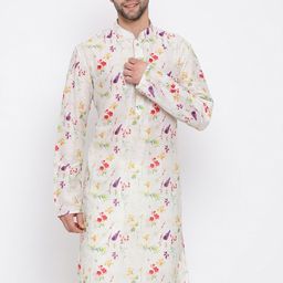 VASTRAMAY Men Cream Floral Printed Kurta-picture-55