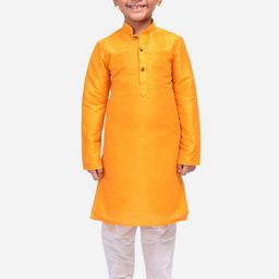 NAMASKAR Boys Dupian Silk Solid Kurta with Churidar-picture-44