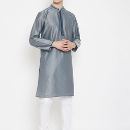 even Men Grey Solid Straight Kurta-image-51