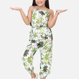 StyleStone Girls White & Green Printed Basic Jumpsuit-image-74