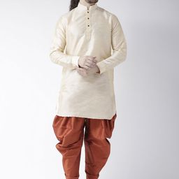 DEYANN Men Beige & Orange Solid Kurta with Patiala-picture-3