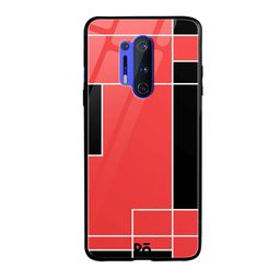 DailyObjects Coral Red & Black Blocks OnePlus 8 Pro Glass Cover-31