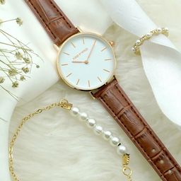 JOKER & WITCH Women White & Gold-Toned Hot Chocolate Love Triangle Watch Gift Set JWLT207-image-53