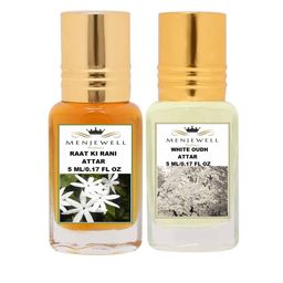 Menjewell Unisex Set Of 2 Raat Ki Rani & White Oudh Attars 10ml-4