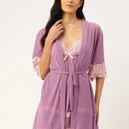 Ms.Lingies Net Baby Doll with Robe & Thongs-image-30