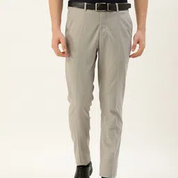 Peter England Men Light Olive Green Slim Fit Trousers-image-61