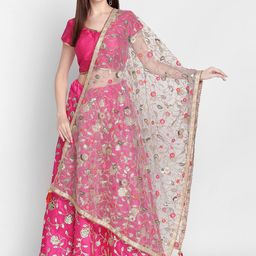 Dupatta Bazaar Women Grey & Gold-Toned Embroidered Dupatta-13