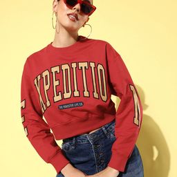 Roadster Women Red Embroidered Sweatshirt-picture-51