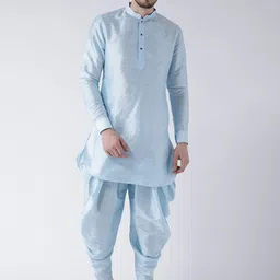 DEYANN Men Blue Solid Kurta with Patiala-image-43