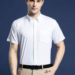 Hancock Men White Slim Fit Solid Formal Shirt-picture-7
