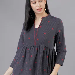 Vishudh Women Navy Blue Striped Empire Top-image-77