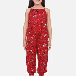 StyleStone Girls Red & Green Floral Printed Basic Jumpsuit-image-96