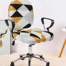 Cortina Set Of 6 White & Black Geometric Printed Chair Covers-8