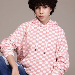 The Roadster Lifestyle Co. Checked Sherpa Hooded Sweatshirt-picture-0