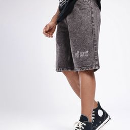 glitchez Men Classic Cool Embroidered Faded Loose Fit Jorts-image-94
