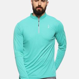 Campus Sutra Men Sea Green Mandarin Collar T-shirt-image-79