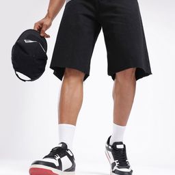 glitchez Men Sporty Vibe Printed Raw Edges Loose Fit Jorts-image-22