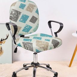 Cortina Set Of 8 White & Blue Geometric Printed Chair Covers-8