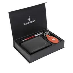 WildHorn Men Brown & Red RFID Protected Genuine High Quality Leather Accessory Gift Set-picture-4
