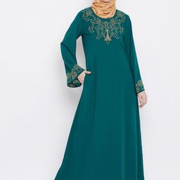 MOMIN LIBAS Women Green Embroidered Abaya Burqa-picture-31