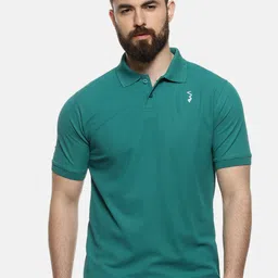 Campus Sutra Men Teal Green Solid Polo Collar T-shirt-image-99