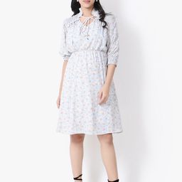 Adwitiya Floral Printed Tie-Up Neck A-Line Dress-picture-42