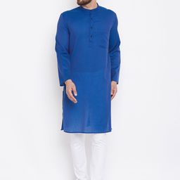 even Men Blue Woven Design Straight Kurta-image-41