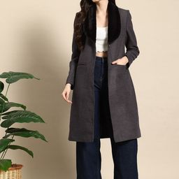 Mast & Harbour Faux Fur Lapel Longline Overcoat-46