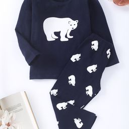 FUNKRAFTS Kids Navy Blue & White Printed Night suit-46