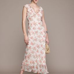 MANGO Floral Print Ruffled A-Line Midi Dress-45