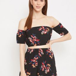 Berrylush Women Black & Red Printed Two-Piece-image-52