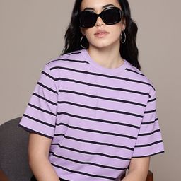 MANGO Striped Round Neck Oversized T-shirt-image-34